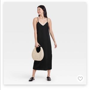 Black Slip Dress Satin MIDI Dress from a new day